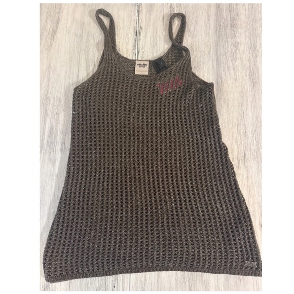 Harley Davidson NWT WomenMetallic Open Knit Tank  Brown Bronze Limited Edition L